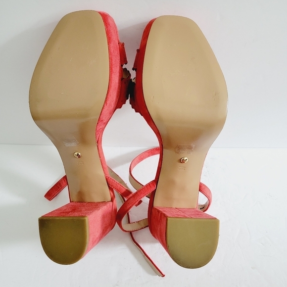 NEW Pelle Moda Red Suede Platform Sandals Heel 3,5 " - Picture 5 of 6